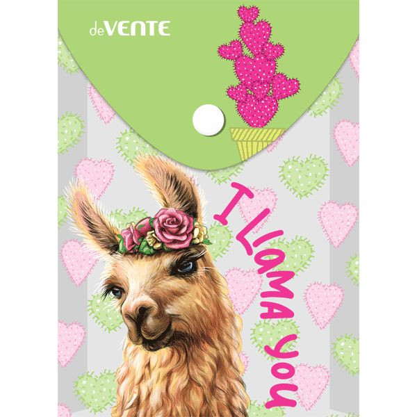 Папка А6- "Lama you" на кнопке, 150 мкм, непрозрачная с рисунком, deVENTE/3079187 (12)