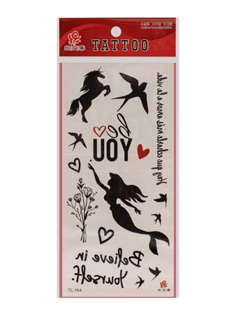 Тату наклейки "Русалка, единорог, надписи" черно-белые, 15 шт на листе, 19*9см TL-164, CJ-117 (10/10/300) Тату наклейки "Русалка, единорог, надписи" черно-белые, 15 шт на листе, 19*9см TL-164, CJ-117 (10/10/300)