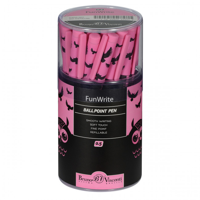 Ручка шариковая 0,5мм синяя "FunWrite. Черная сова", BV/20-0212/46 (24)