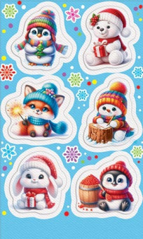 Наклейка НГ 159х98мм "Зверята в шапочках" 0-11-5225