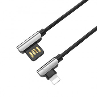 Кабель USB Lightning/ 1.2m/ 2.4A/ угловой коннектор/HOCO U42/Black, Perfeo