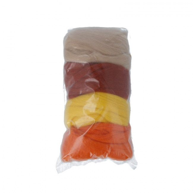 Набор шерсти для валяния 100% мериносовая шерсть ,4 х10г, ассорти № 6,  Gamma