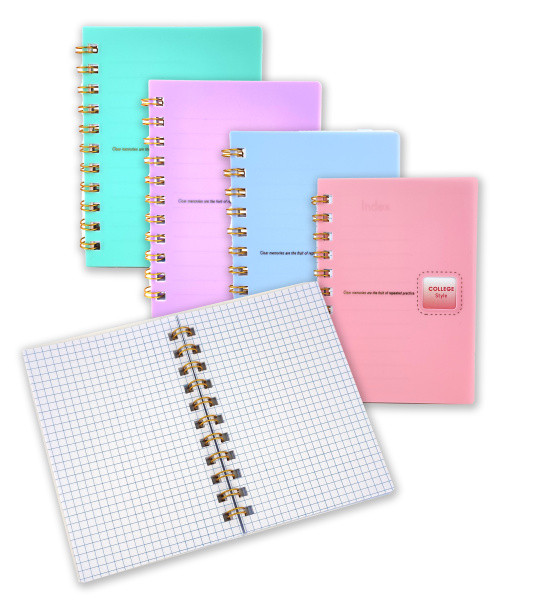 Блокнот А6 70л клетка, с пластиковой обложкой, на спирали, 4 цв, Asmar/AR-139