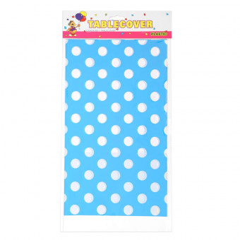 Скатерть 108х180см п/э, голубая в белый горошек, Микрос