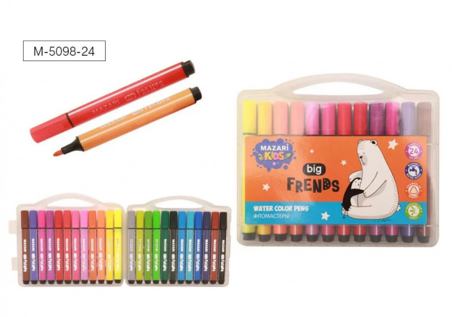 Фломастеры Jumbo BIG FRIENDS, вентилируемый колпачок, 24цв, Mazari/M-5098-24