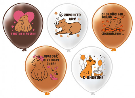 Набор воздушных шаров "СДР! Капибара!", 5 дизайнов, Микрос/Ч55189 (25) Набор воздушных шаров "СДР! Капибара!", 5 дизайнов, Микрос/Ч55189 (25)