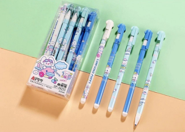 Ручка гелевая 0,5мм, синяя, "Мультяшки"со стираемыми чернилами Aodemei GP-34255 (12)