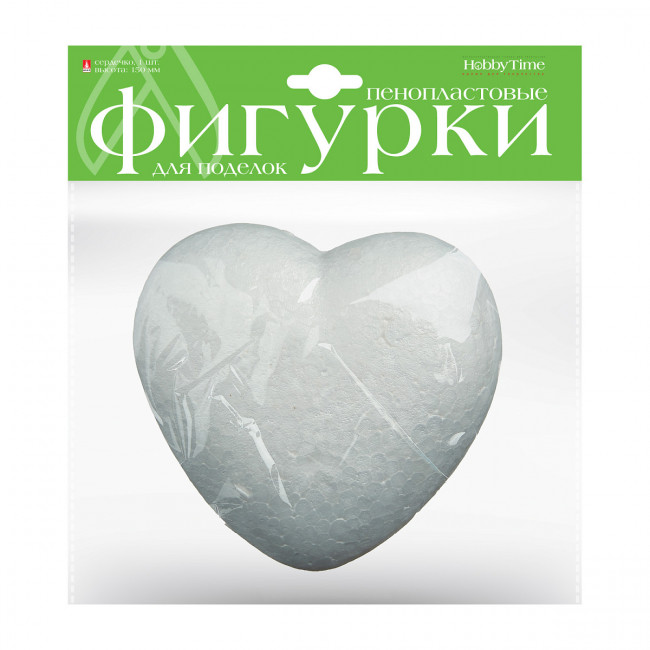 Пенопластовые фигурки 150мм "Сердечко", 1шт, BV/2-204/09