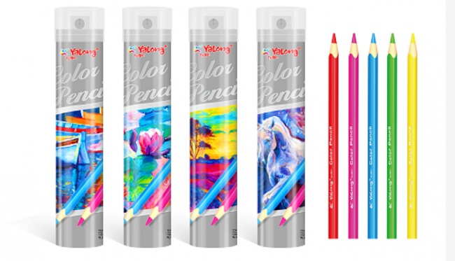 Набор цветных карандашей 24цв., "Пейзаж" в тубусе, с точилкой, заточенные, трехгранные, европодвес. Yalong/YL191091-24