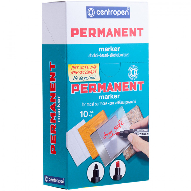 Маркер перманентный Centropen "8510" черный, пулевидный, 2,5мм, устойчив к высыханию (10)