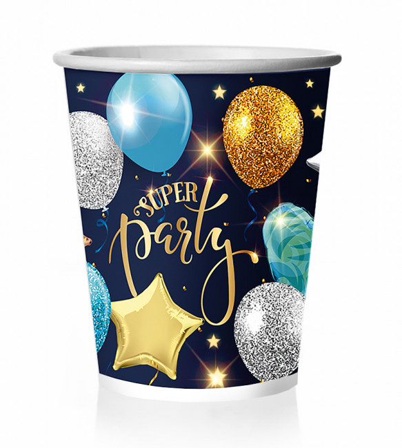 Стакан бум 250 мл "Супер пати голубой" 10шт, Микрос
