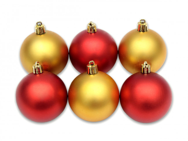 Набор новогодних красных и золотых матовых ёлочных шаров "Бархат" 6 см  (6 шт.) НУ-6981