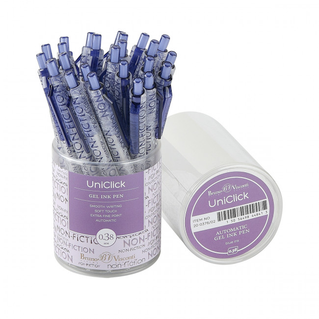 Ручка автоматическая гелевая 0,38мм синяя "UniClick. Non-Fiction", BV/20-0376/02 (24) Ручка автоматическая гелевая 0,38мм синяя "UniClick. Non-Fiction", BV/20-0376/02 (24)