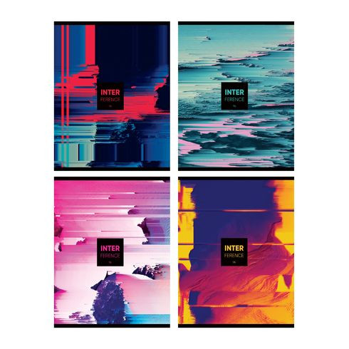 Тетрадь общая А5 гребень 96л. клетка "Interference" выборочный лак (ассорти)