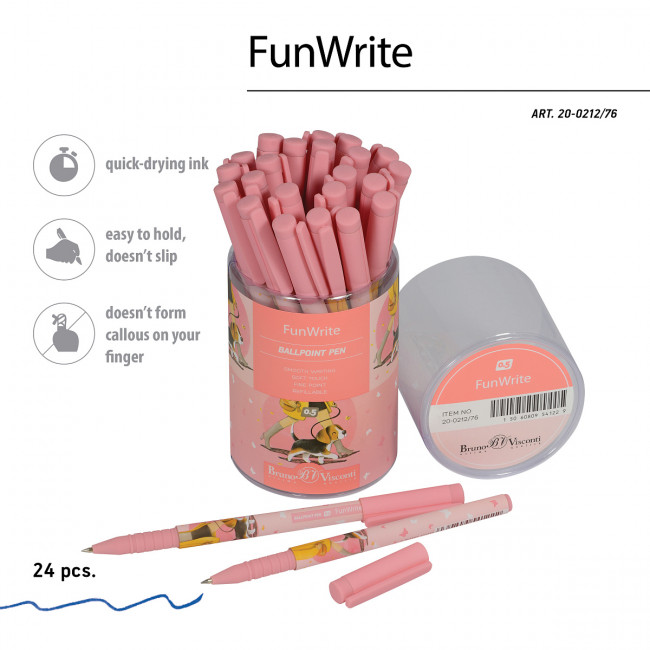 Ручка шариковая 0,5мм синяя "FunWrite. Городская прогулка. Бигль", BV/20-0212/76 (24)