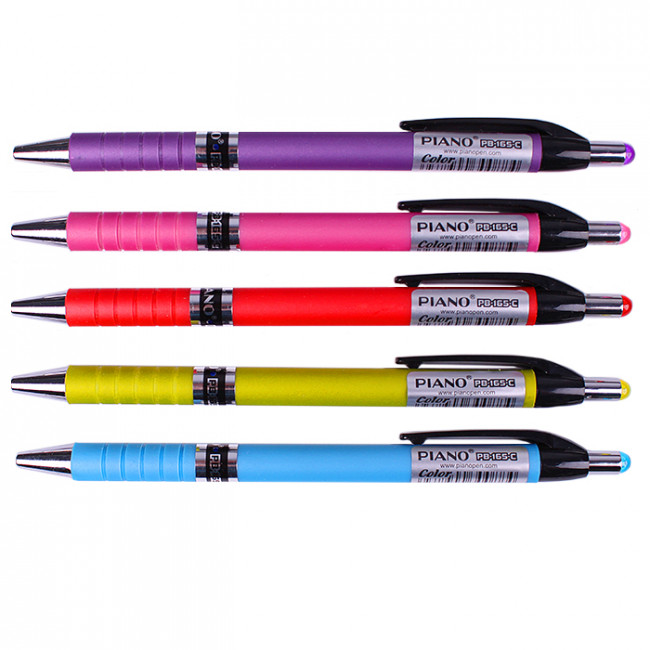 Ручка шариковая автоматическая синяя 0,7мм рельефный держатель, PIANO (24)