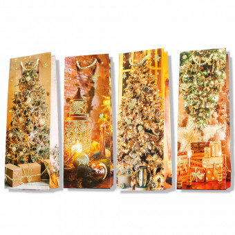 ПАКЕТ ПОДАРОЧНЫЙ ПОД БУТЫЛКУ, КРИСТАЛЛ-КАНЦ «РОЖДЕСТВЕНСКИЙ ДУХ», КАРТОН, 120Х340 ММ, С ВЕРЕВОЧНОЙ Р, 10362-7 (DV-BK432) (DV-BK101-1)  (12)