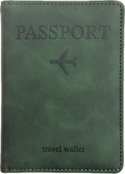 Обложка на паспорт WENZER OFFiCE, Passport "Travel wallet", на резинке, зелёная, эко кожа