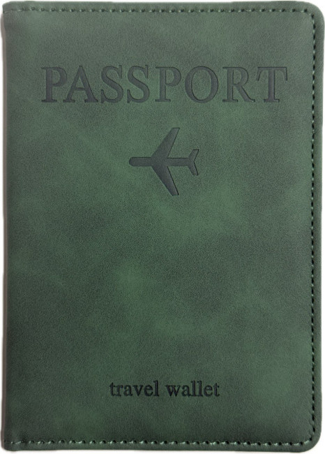 Обложка на паспорт WENZER OFFiCE, Passport "Travel wallet", на резинке, зелёная, эко кожа