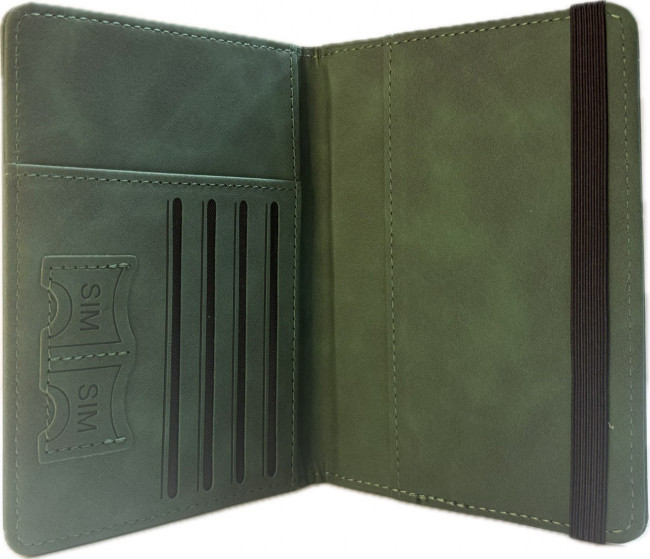 Обложка на паспорт WENZER OFFiCE, Passport "Travel wallet", на резинке, зелёная, эко кожа