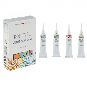 Набор контуров универсальных 18мл, 4 цвета, картонная коробка Decola Невская палитра 13641560