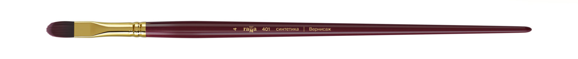 Кисть художественная Вернисаж, синтетика бордовая, плоско-овальная, длинная ручка №4 (12)