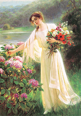 Канва/ткань с рисунком 21х30см "Легкое сияние" для вышивания лентами, Gamma/OVB-0115