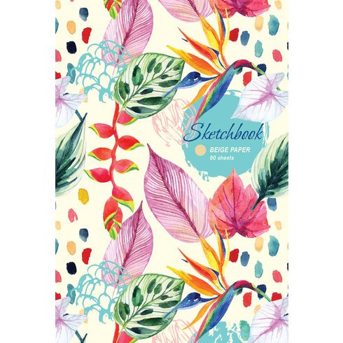 Скетчбук А5 переплёт твёрдый 80л. нелинованный "Floral muse" ламинация матовая бежевый тонированный блок