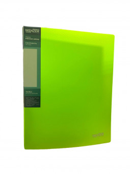 Папка на 4 О-кольцах PRISMA NEON WENZER OFFiCE А4, 25 мм, 700 мкм, эффект 3D, лайм, 14082024