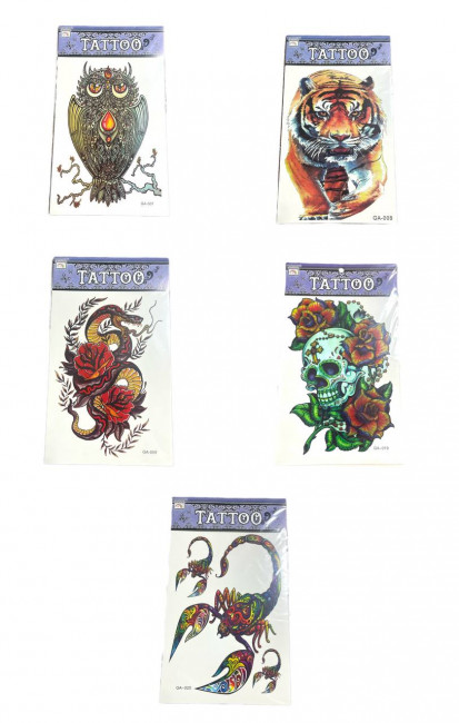 Татуировка-наклейка 14,5 х 25см Магистр. водостойкая живопись, A-10 (12)