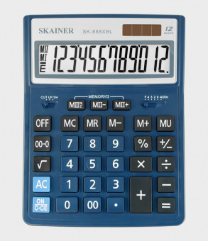 Калькулятор настольный 12-разрядный, синий, большой,  размер: 155 x 204 x 34 мм, SKAINER/SK-888XBL (10/40) Калькулятор настольный 12-разрядный, синий, большой,  размер: 155 x 204 x 34 мм, SKAINER/SK-888XBL (10/40)