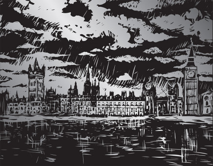 Гравюра 20 x 25.5см "Лондон" (серебро), Hobbius/GHK №14