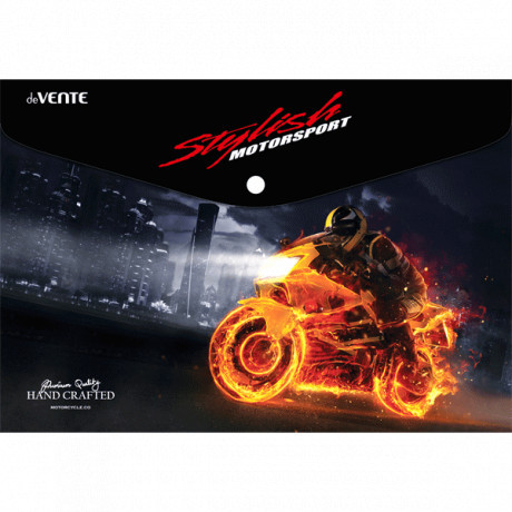 Папка-конверт А4 150 мкм "Motorcycle Style" на кнопке, непрозрачная с рисунком, deVENTE