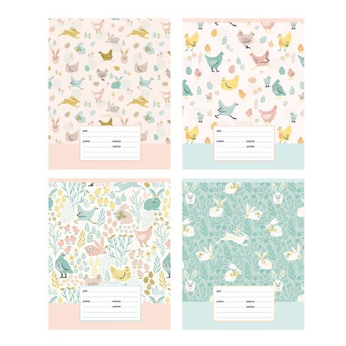 Тетрадь 12 клетка "Animal pattern" скрепка (ассорти), BG (16/160)