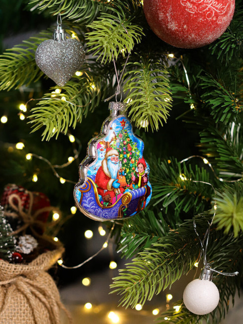 Стеклянная елочная игрушка "Елочка - Добрый Дед Мороз "Собственная разработка", MILAND/НУ-3305