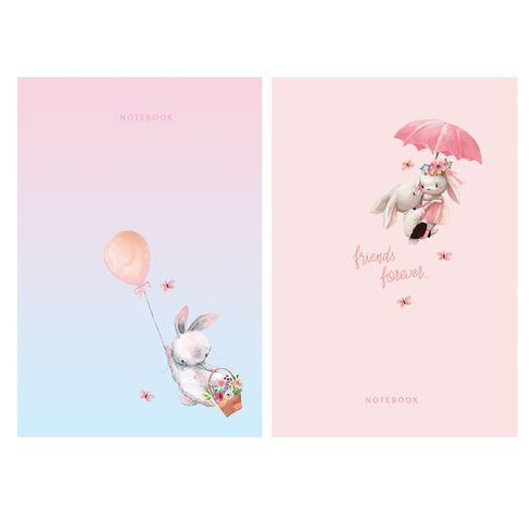 Бизнес-блокнот А5 переплёт твёрдый 80л. индивид.блок:клетка "Мои зайчики" ламин. мат. выбор. лак (ассорти) BG (12/24)