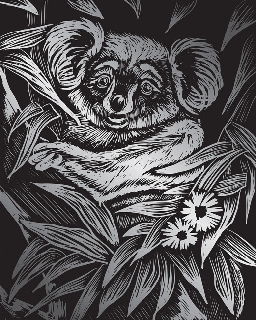 Гравюра 20 x 25.5см "Коала" (серебро), Hobbius/GHK №4