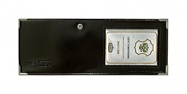 Обложка на удостоверение, WENZER OFFiCE из натуральной кожи "спилок" c окном, коричневый