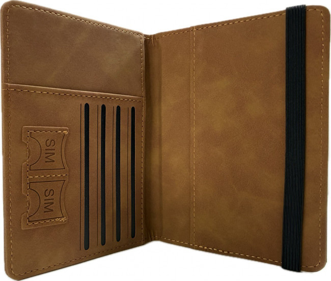 Обложка на паспорт WENZER OFFiCE, Passport "Travel wallet", на резинке, коричневая, эко кожа