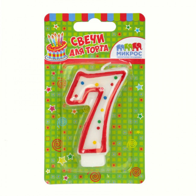 Свеча "Цифра 7. Красное Ассорти" 7,5 см, Микрос/Ч02519 (24)