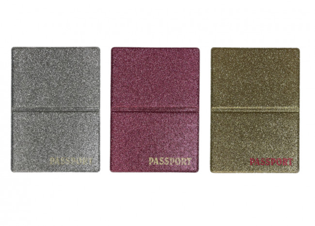 Обложка на паспорт WENZER OFFiCE из ПВХ "Алмазная крошка", тиснение зол. герб РФ, асс. (50)