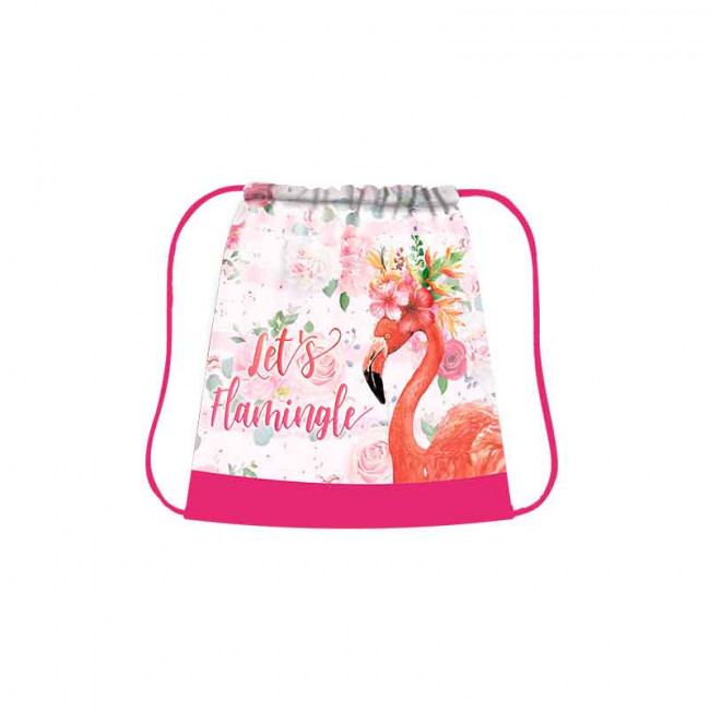 Сумка для сменной обуви цветная, ткань, дизайн 420/340 (50) (СДС-3, ФЛАМИНГО В ЦВЕТАХ 2021), СДС-3