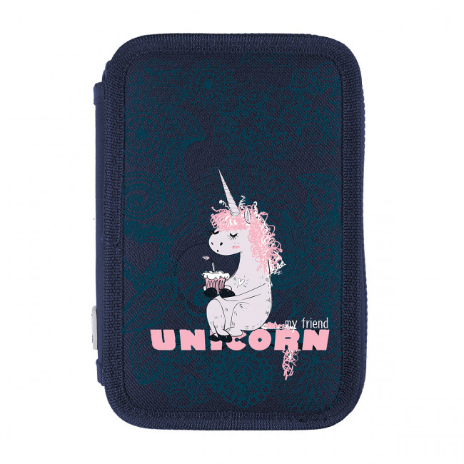 Пенал 200 х130мм "Unicorn", два отделения, синий, BV/14-051/32 (4)
