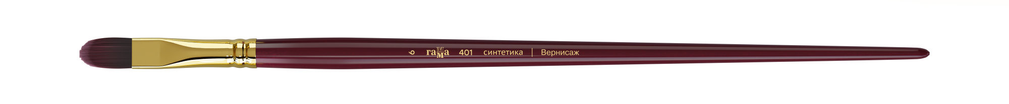 Кисть художественная Вернисаж, синтетика бордовая, плоско-овальная, длинная ручка №6 (5)
