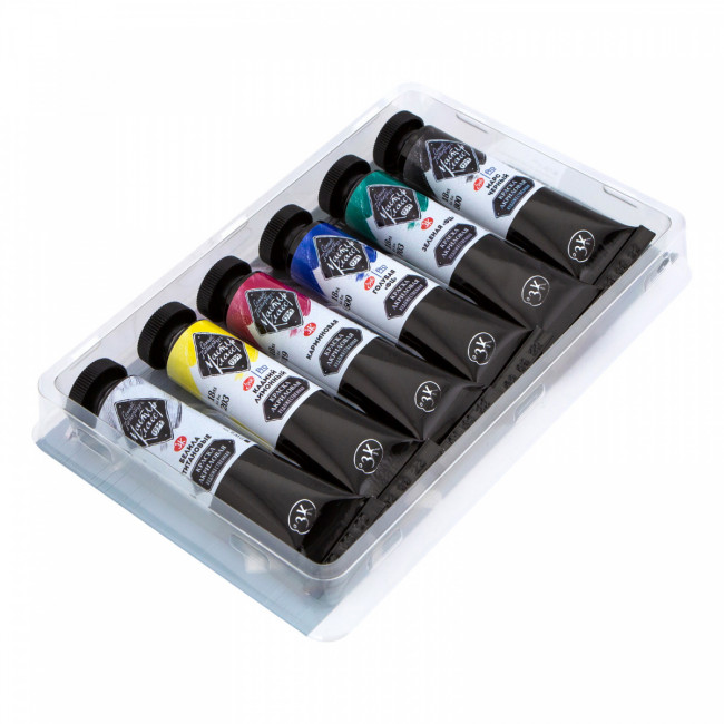 Краска 18мл 6 цветов акриловая художественная,  Мастер-класс Невская палитра/1231392077