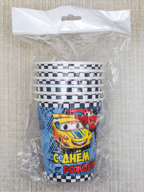 Стаканы 250мл бумажные "Гонки" 6 шт, MILAND/ПФ 3 СП-0876 Стаканы 250мл бумажные "Гонки" 6 шт, MILAND/ПФ 3 СП-0876