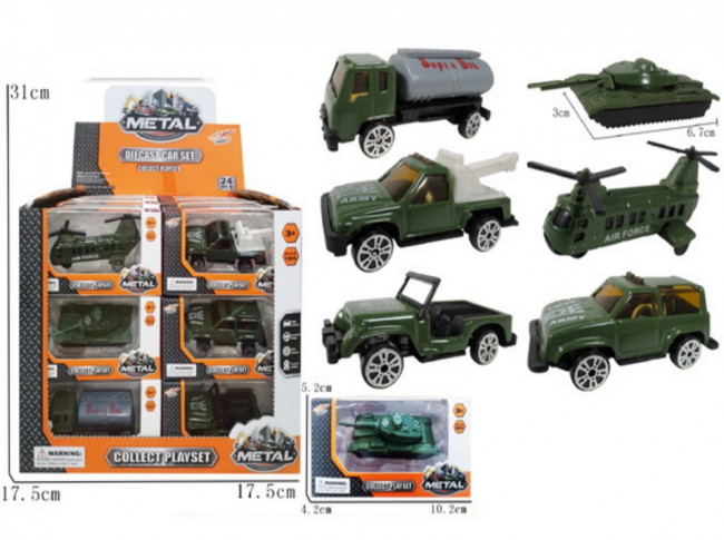 Машинка металлическая "Военная"(10,2х5,2х4,2 см) (микс,24 шт. в шоубоксе) ( Арт. 2176214)