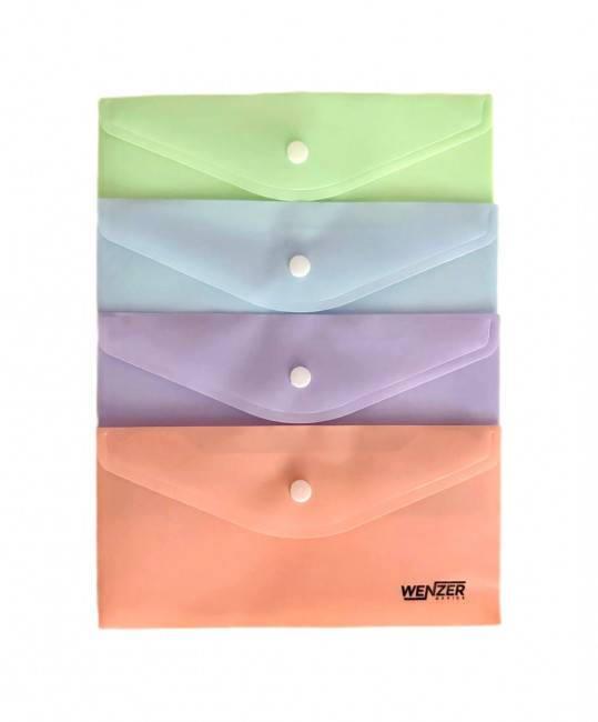 Папка -конверт на кнопке WENZER OFFiCE, А6 160 мкм, пастельные оттенки асс. (12)