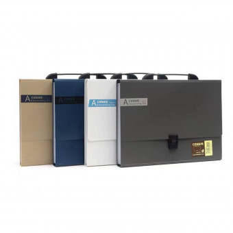 Портфель А4 для документов, 12 отделений, на замке, пластиковый, цв. ассорти, Cobest/F8802