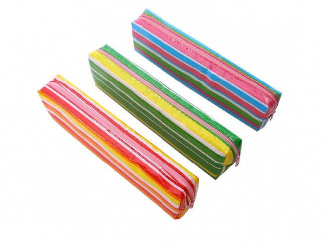 Пенал-косметичка TABBY, 20х6х3 см, на молнии, ПВХ, ассорти 3 цвета, ОПП-упаковка